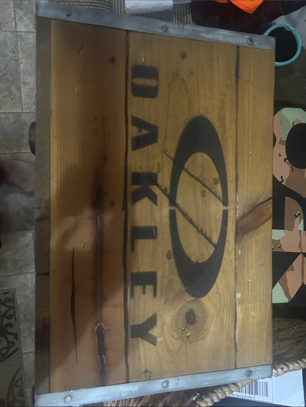 Oakley Black Logo Rustic Wood Create